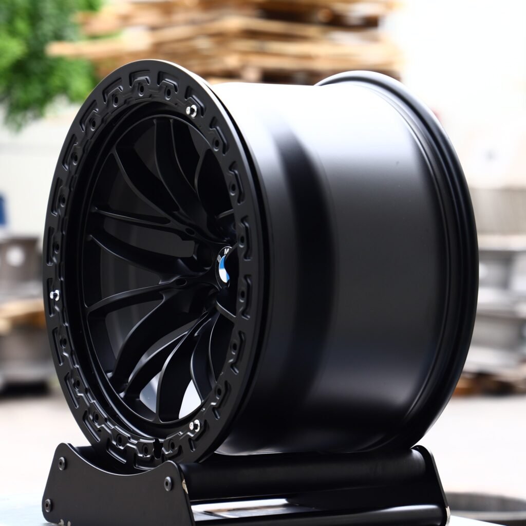 5x120 wheels – Gloss Black Custom Beadlock (BMW OEM-Style), side view