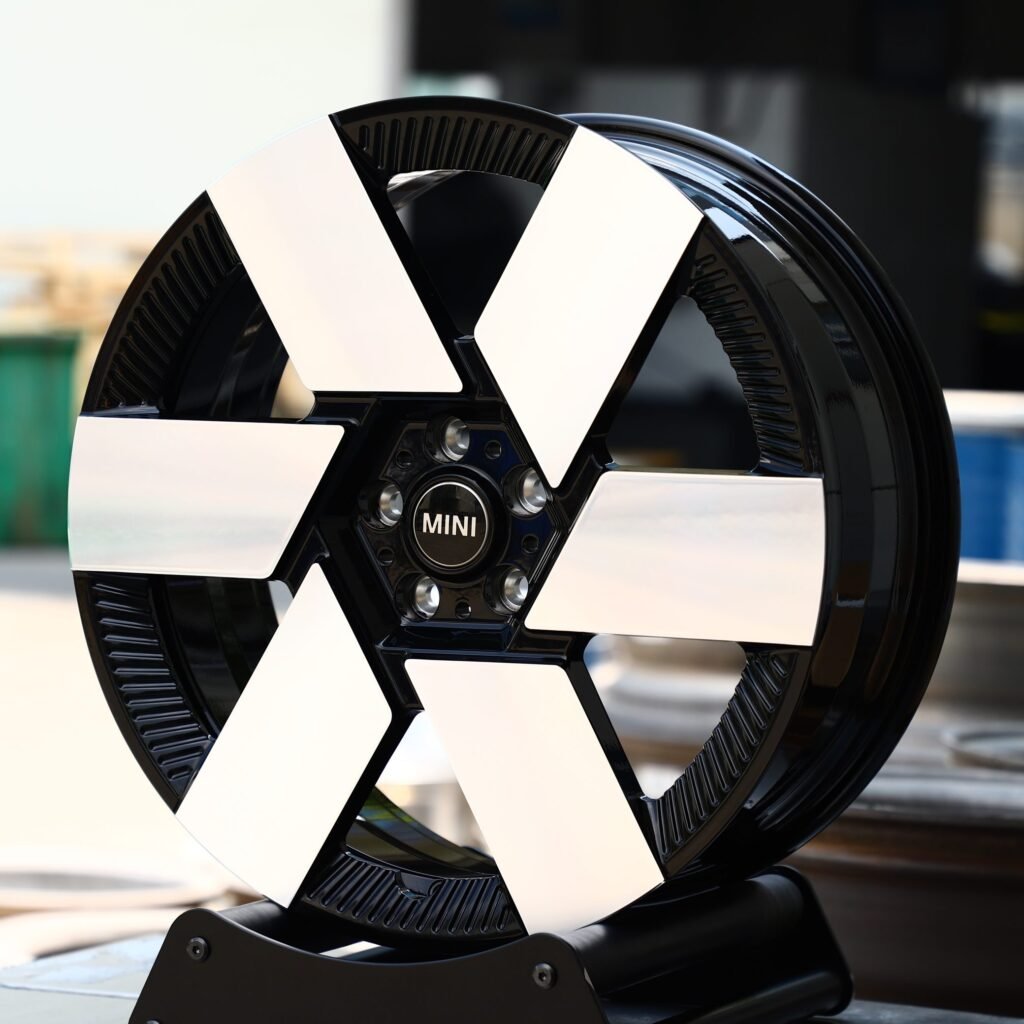 BMW 3 Series wheels – Gloss Black Directional Machined Face, angled view