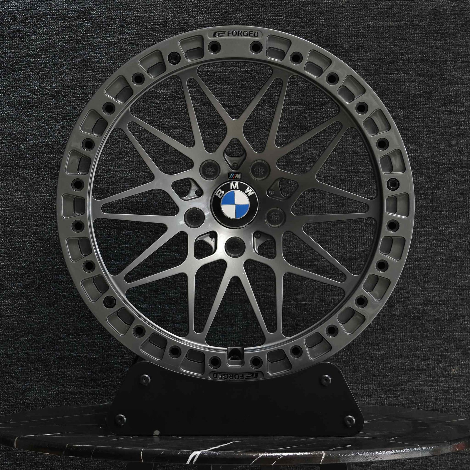 BMW M3 F80 wheels – Gloss Black / Gunmetal Custom Beadlock (BMW OEM-Style), front view