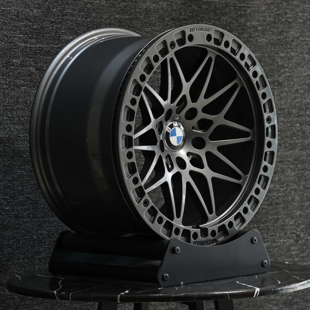 5x120 wheels – Gloss Black / Gunmetal Custom Beadlock (BMW OEM-Style), side view