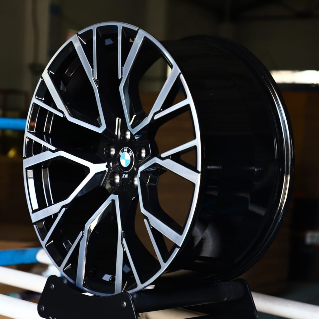5x120 wheels – Gloss Black Machined Face, side view