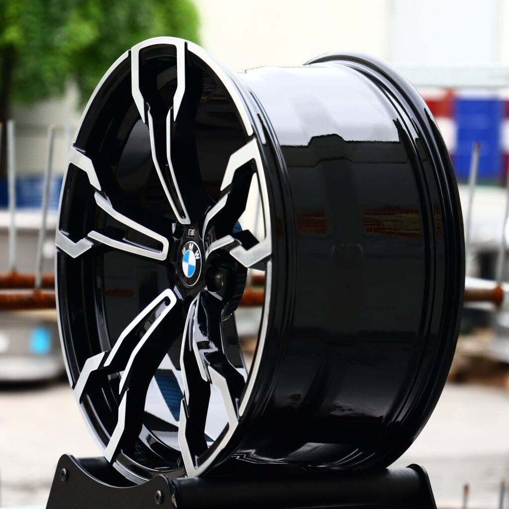 5x120 wheels – Gloss Black Petal Machined Face, side view