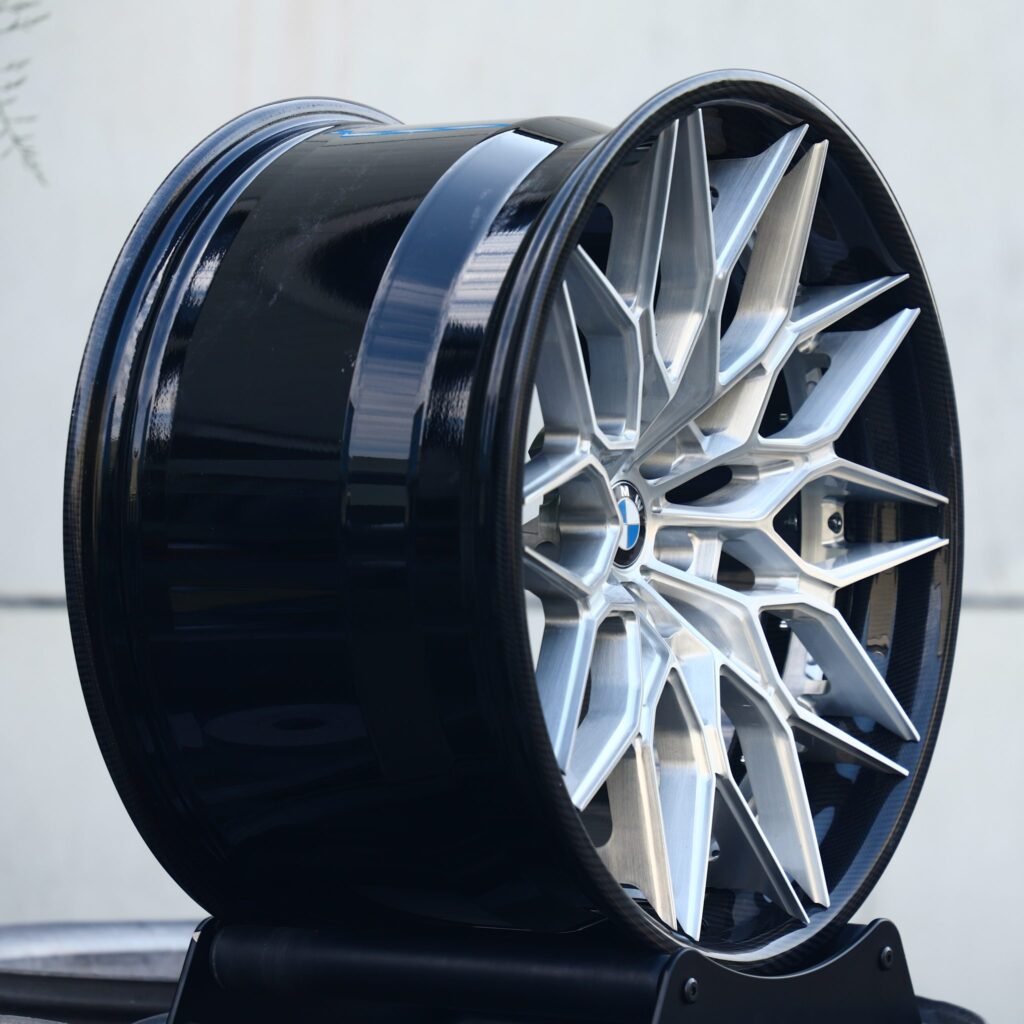 BMW Style Gloss Black / Silver 2-Piece Carbon Fibre Forged Wheels - BMW 5 Series / BMW 3 Series Fitment (5-Lug) view 3