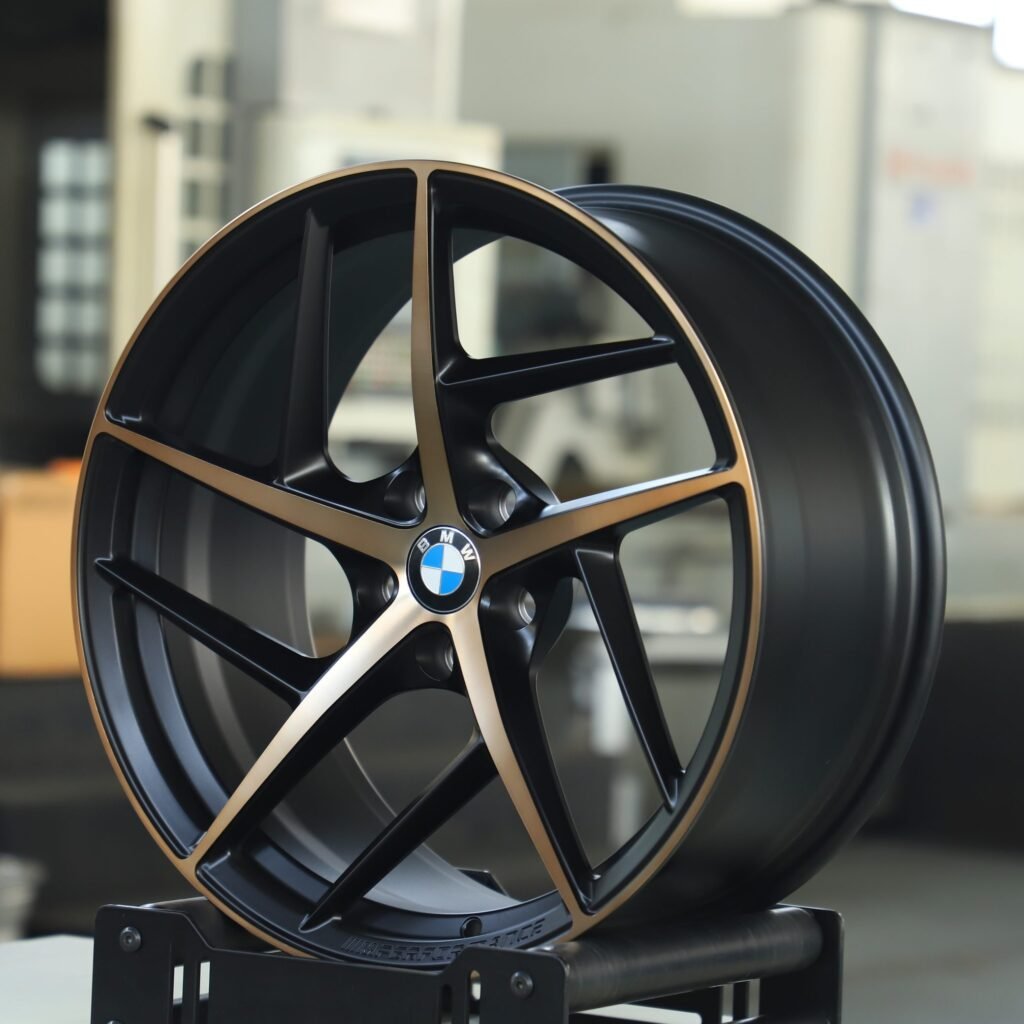 BMW 3 Series wheels – Matte Black / Bronze 5 Y-Spoke Machined Face, angled view