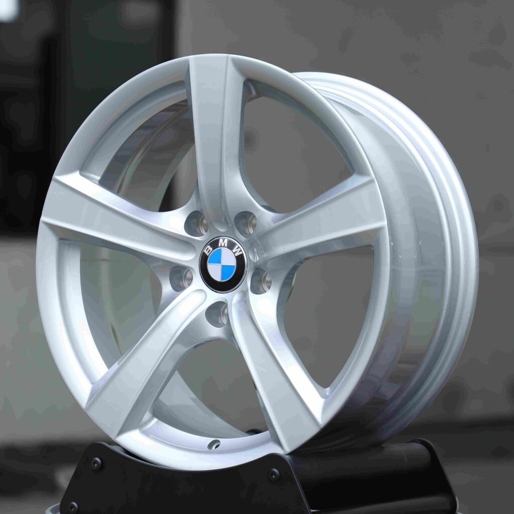 5x120 wheels – Matte Silver 5-Spoke, side view