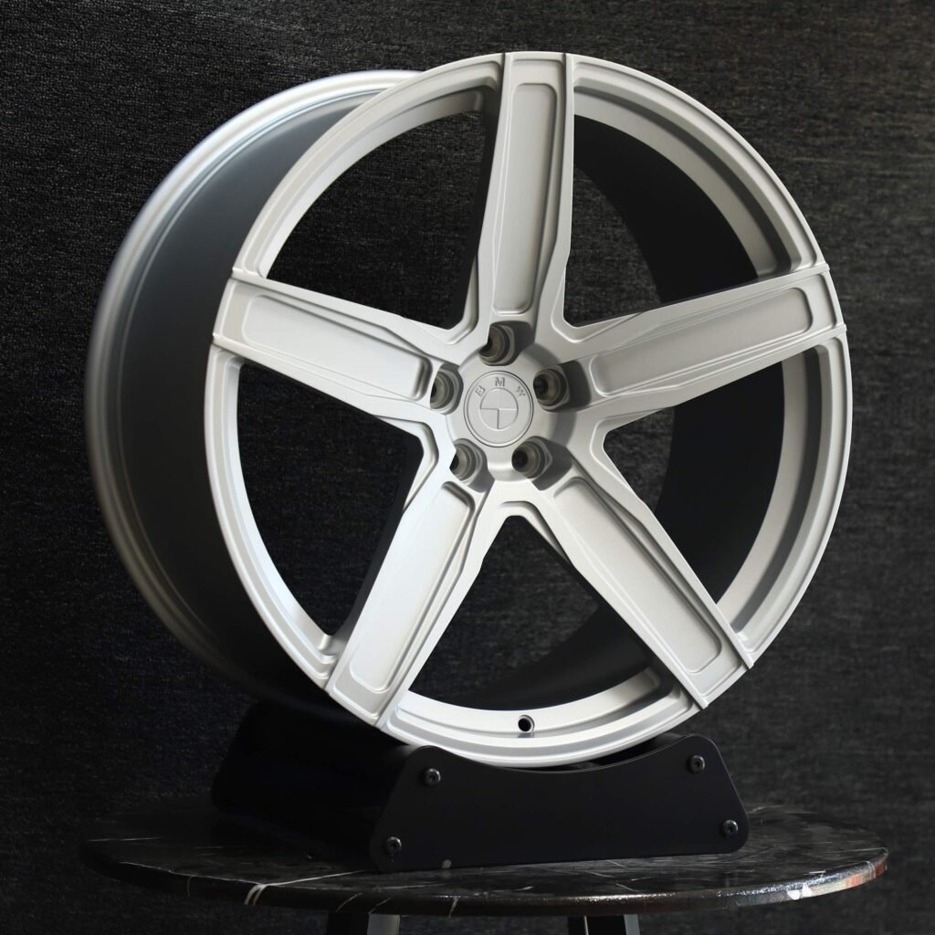 BMW Style Matte Silver 5-Spoke Forged Wheels - BMW 5 Series / BMW 3 Series Fitment (5-Lug) view 4