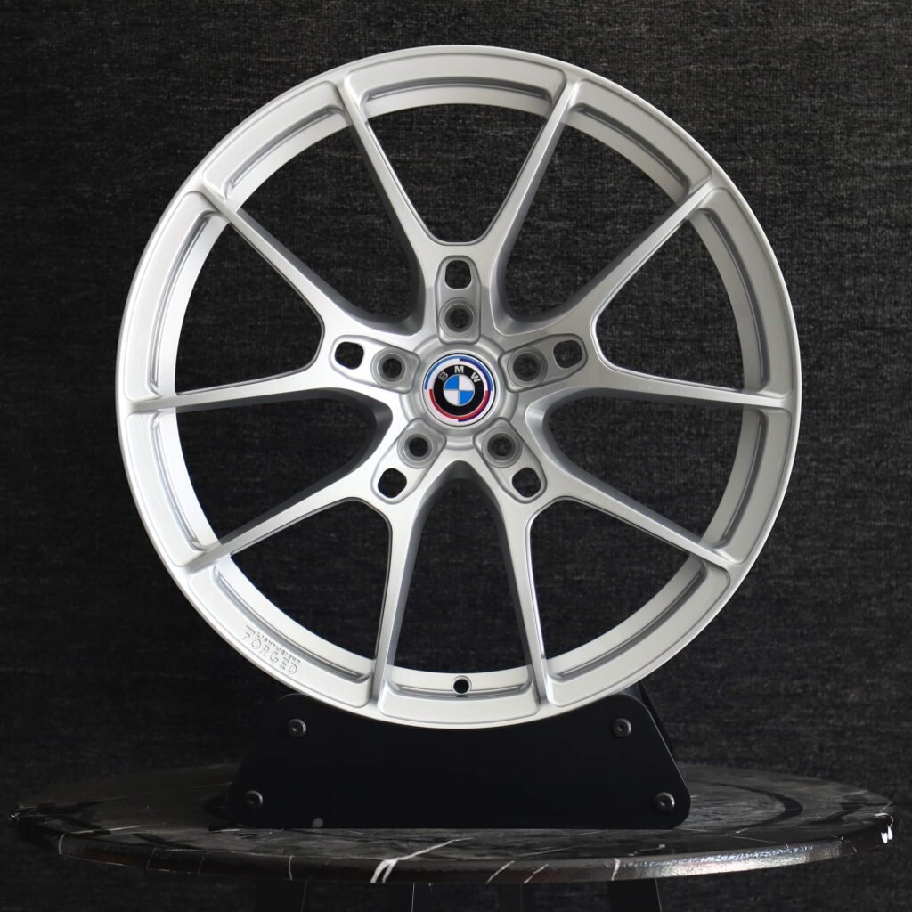 BMW Style Matte Silver 5 Y-Spoke Forged Wheels - BMW 5 Series / BMW 3 Series Fitment (5-Lug) Monoblock forged wheel