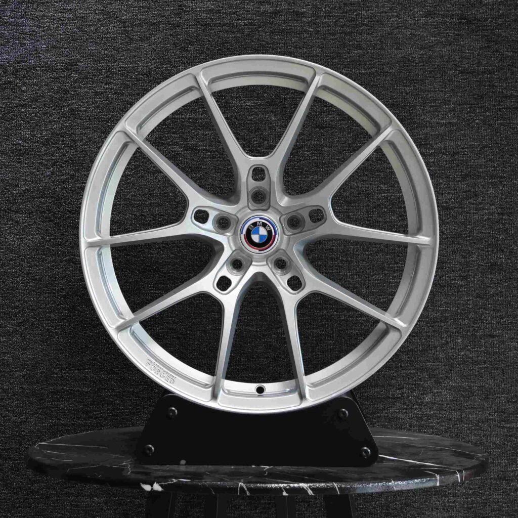 BMW Style Matte Silver 5 Y-Spoke Forged Wheels - BMW 5 Series / BMW 3 Series Fitment (5-Lug) Monoblock forged wheel