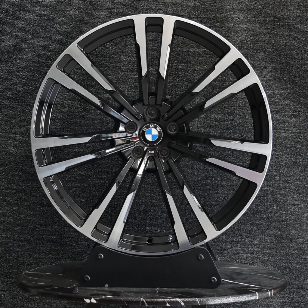 BMW Style Matte Silver 7-Spoke Machined Face Forged Wheels - BMW 5 Series / BMW 3 Series Fitment (5-Lug) Monoblock forged wheel
