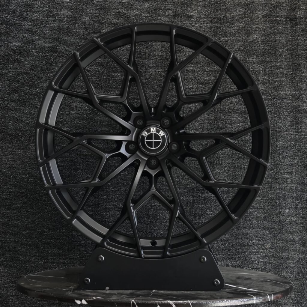 BMW Style Matte Silver Cross-Spoke Forged Wheels - BMW 5 Series / BMW 3 Series Fitment (5-Lug) Monoblock forged wheel