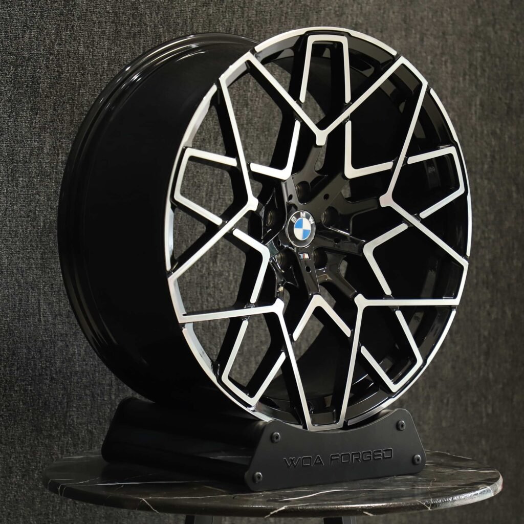 5x112 wheels – Matte Silver Cross-Spoke Machined Face (BMW OEM-Style), side view