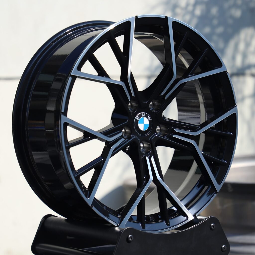 5x120 wheels – Matte Silver Cross-Spoke Machined Face (BMW Style 763M), side view