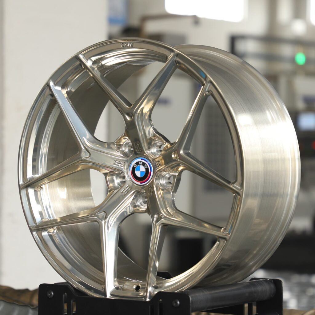 5x120 wheels – Polished Transparent Frozen Gold 5-Spoke, side view