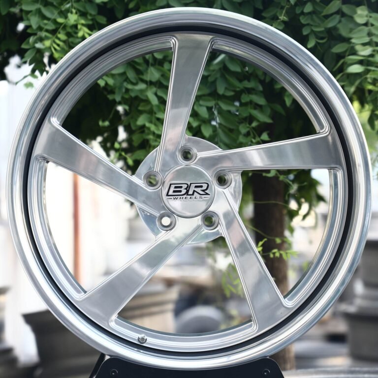 BR Wheels-Style Mirror Polished 5 Twisted-Spoke Deep Dish Off-Road Forged Wheels – Jeep Wrangler / Defender, front view