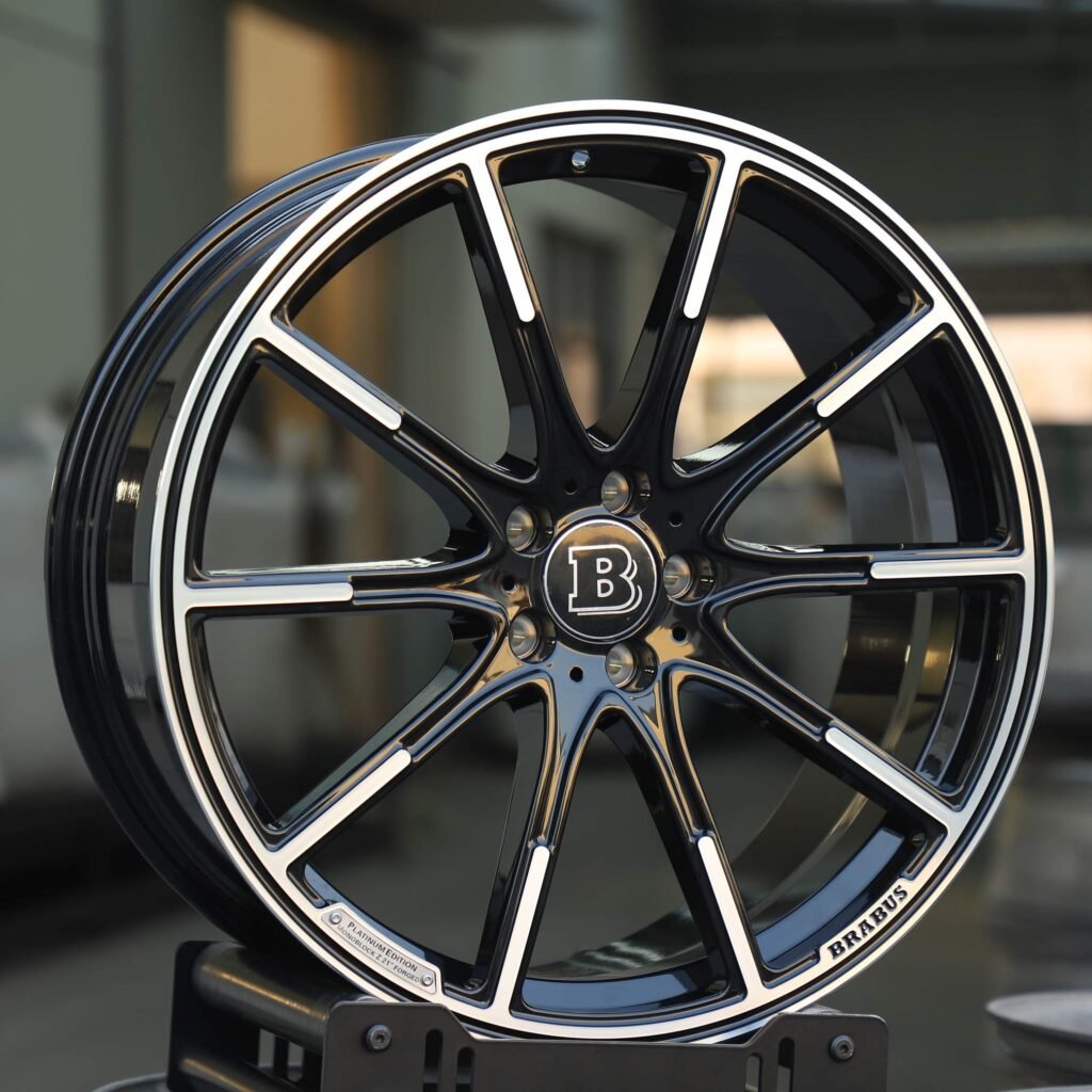 Mercedes-Benz E-Class wheels – Brabus Gloss Black 10-Spoke, angled view