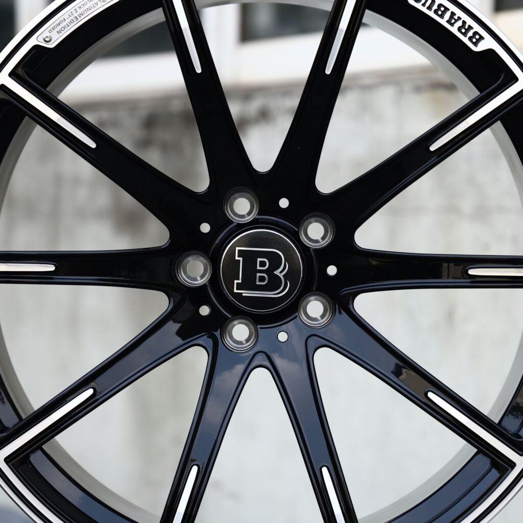 Mercedes-Benz S-Class wheels – Gloss Black Machined 10-Spoke (Brabus-Style), angled view
