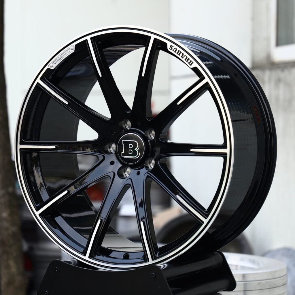 5x130 wheels – Gloss Black Machined 10-Spoke (Brabus-Style), side view