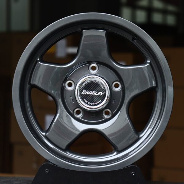Jeep Wrangler wheels – Gunmetal 5-Spoke (Bradley-Style), front view