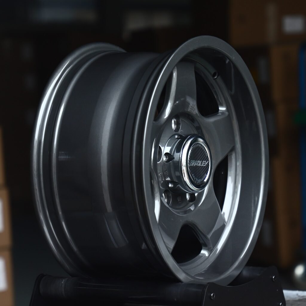 5x127 wheels – Gunmetal 5-Spoke (Bradley-Style), side view
