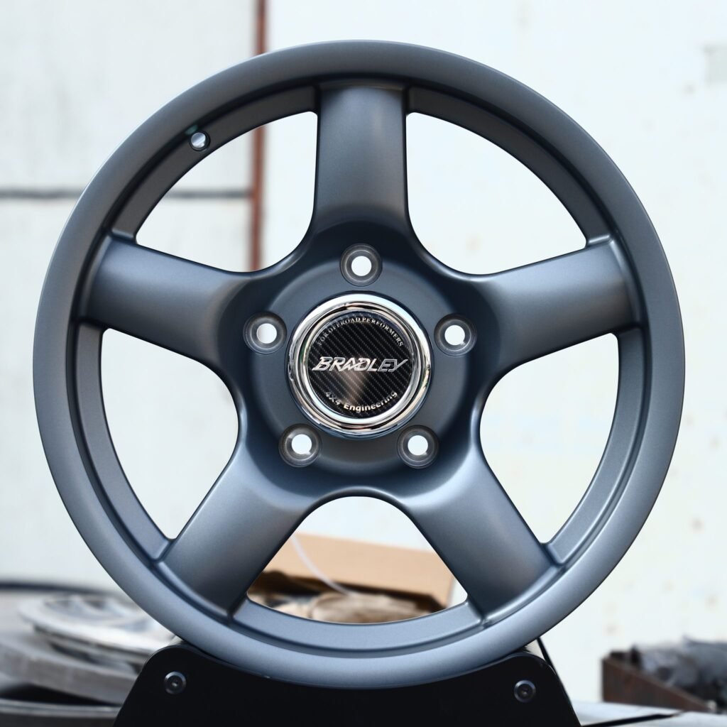 Jeep Wrangler wheels – Gunmetal 5-Spoke (Bradley-Style), front view
