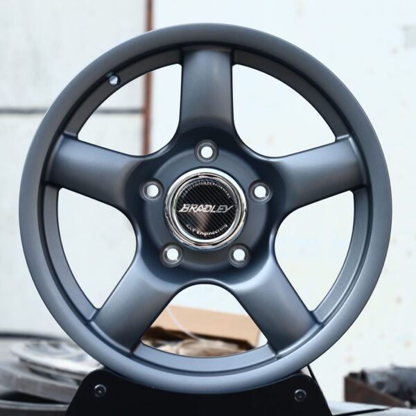 Jeep Wrangler wheels – Gunmetal 5-Spoke (Bradley-Style), front view