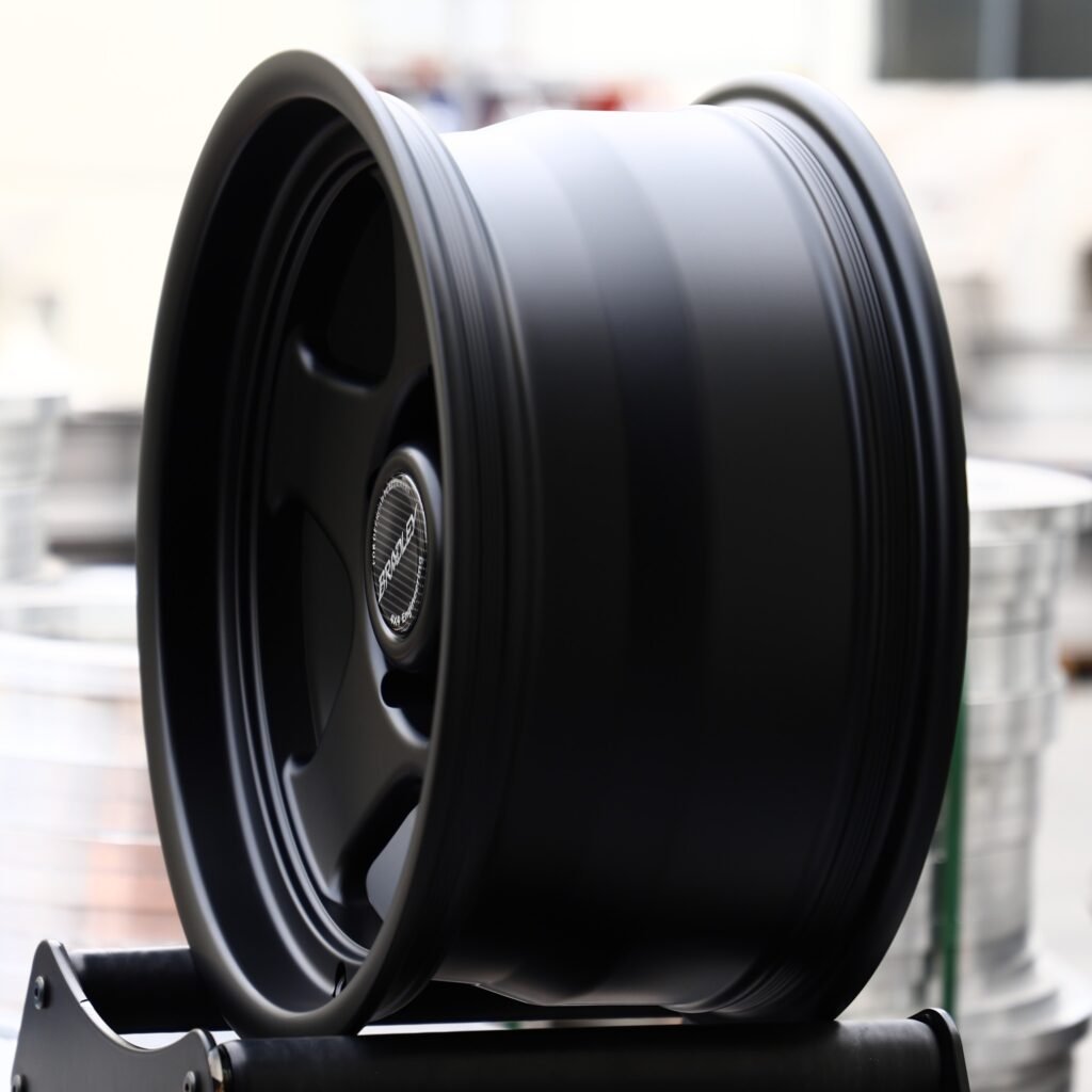 5x127 wheels – Matte Black 5-Spoke (Bradley-Style), side view