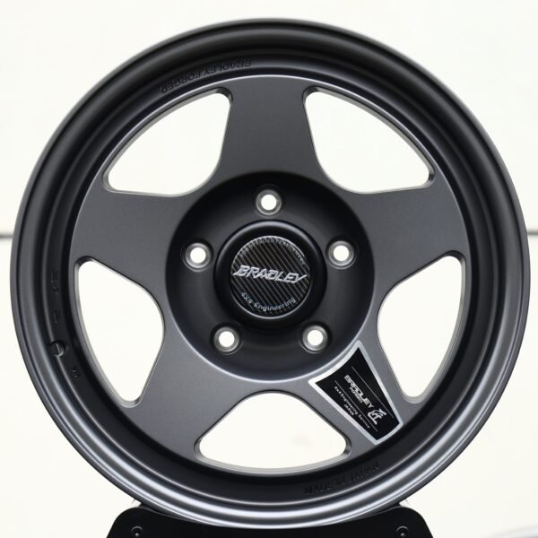 Jeep Wrangler wheels – Matte Gunmetal 5-Spoke (Bradley-Style), front view
