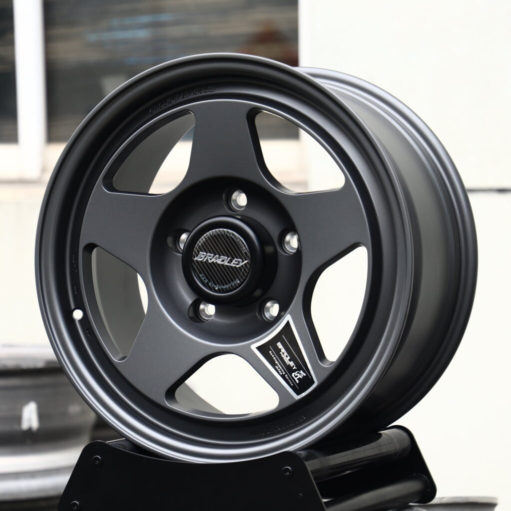 5x127 wheels – Matte Gunmetal 5-Spoke (Bradley-Style), side view