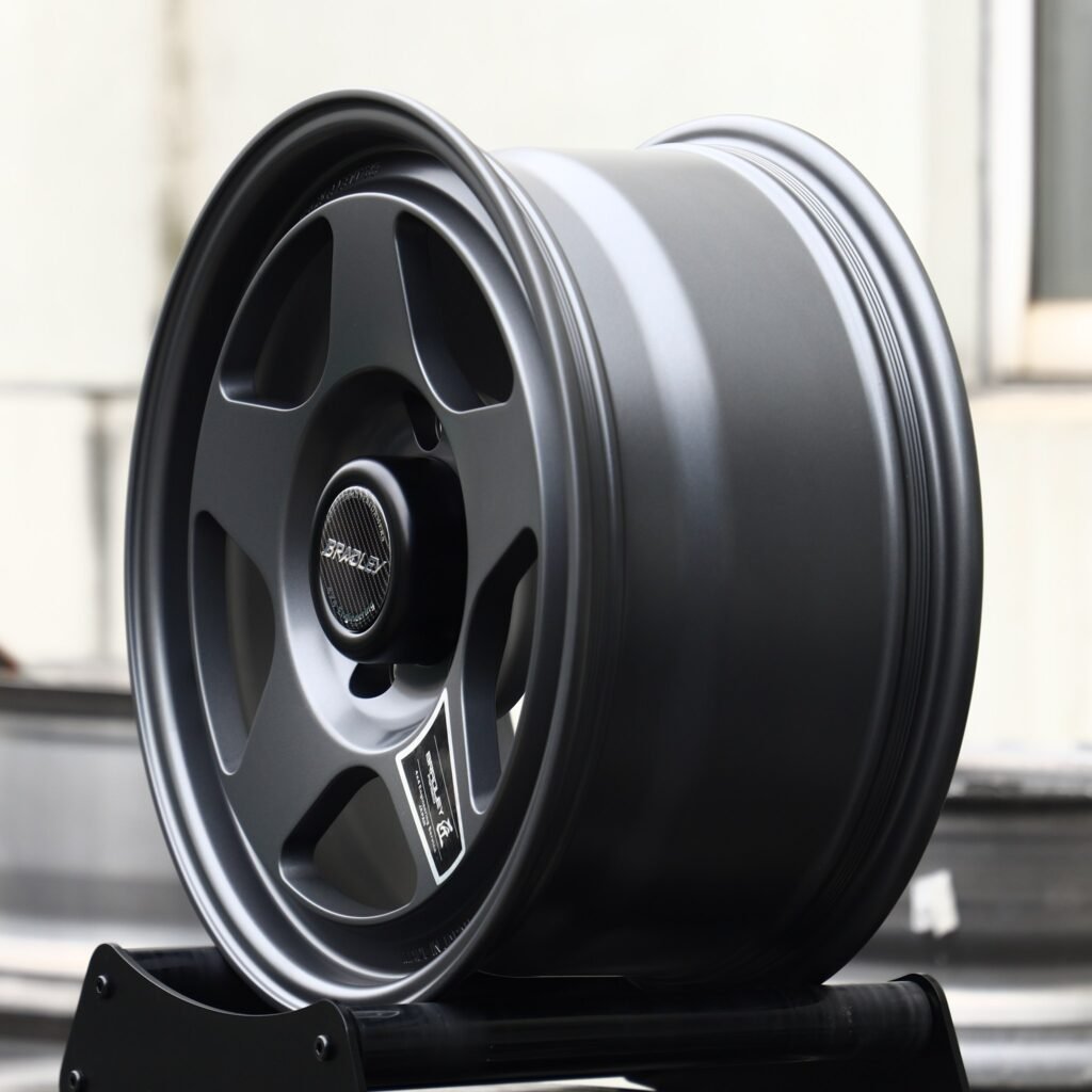 Jeep Gladiator wheels – Matte Gunmetal 5-Spoke (Bradley-Style), lip and barrel detail