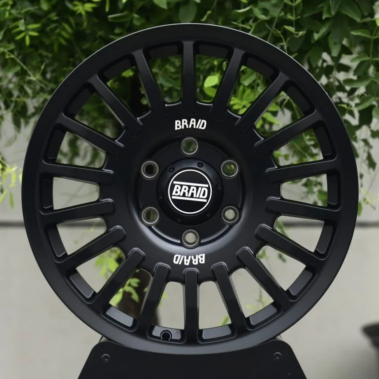 Braid-Style Matte Black 20-Spoke Rally Off-Road Forged Wheels – Jeep Wrangler / Defender, front view