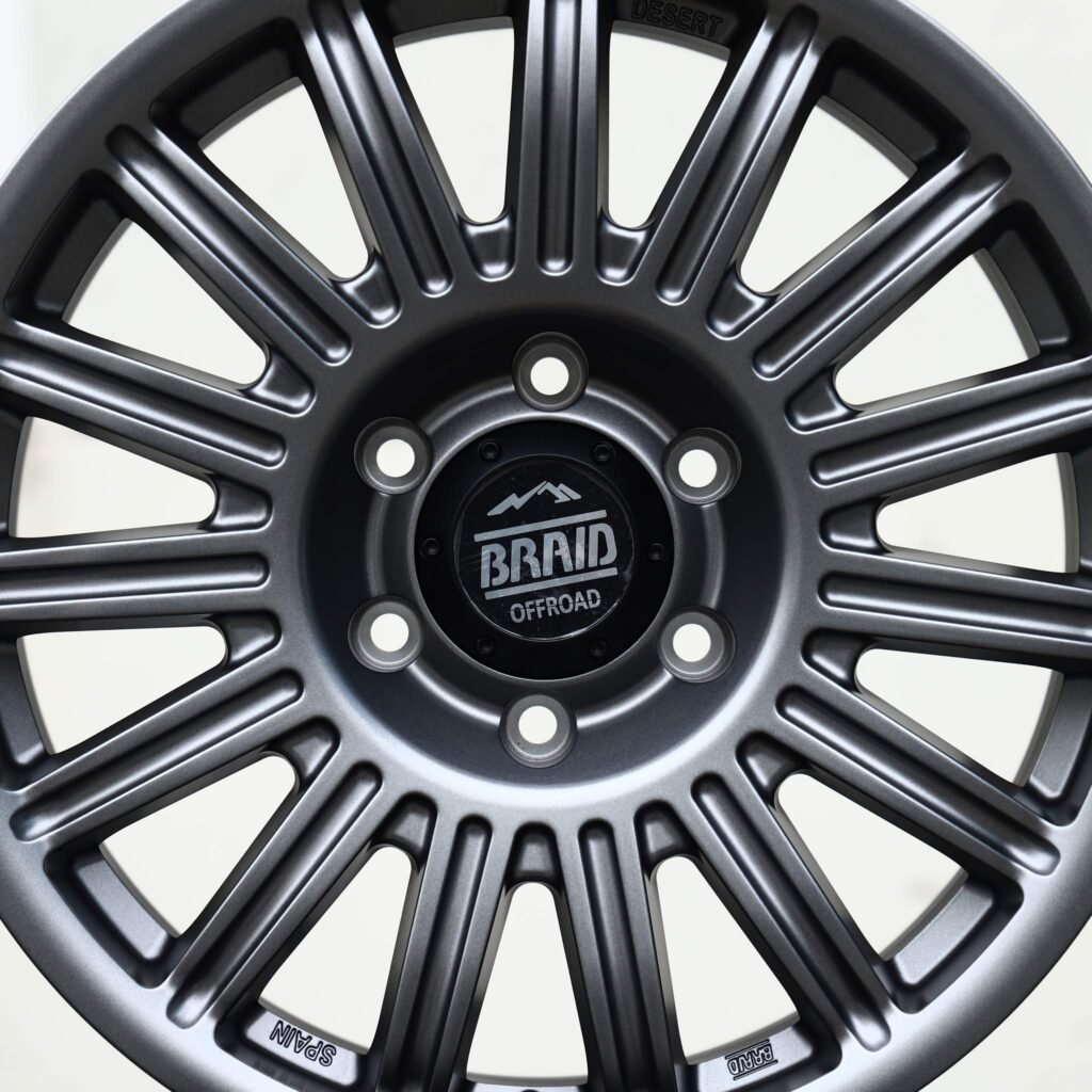 Ford F-150 wheels – Matte Gunmetal Multi-Spoke (Braid-Style), angled view