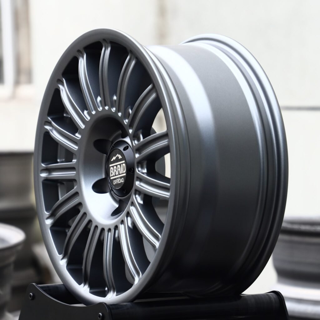 Toyota 4Runner wheels – Matte Gunmetal Multi-Spoke (Braid-Style), lip and barrel detail