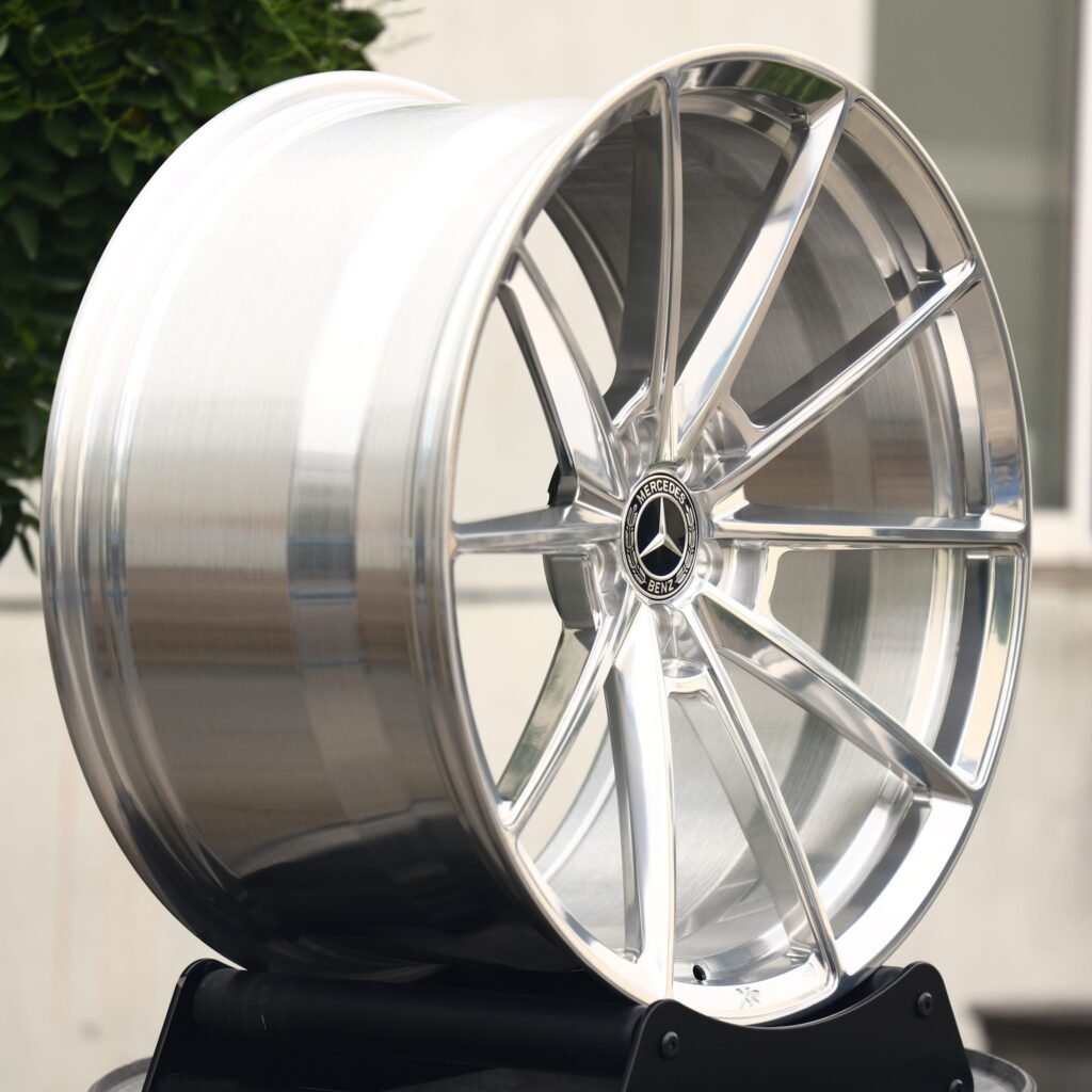 5x112 wheels – Bright Silver 10-Spoke (Mercedes-Benz OEM-Style), side view