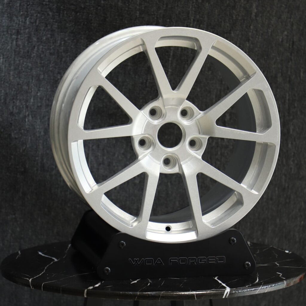5x100 wheels – Bright Silver 5 V-Spoke, side view