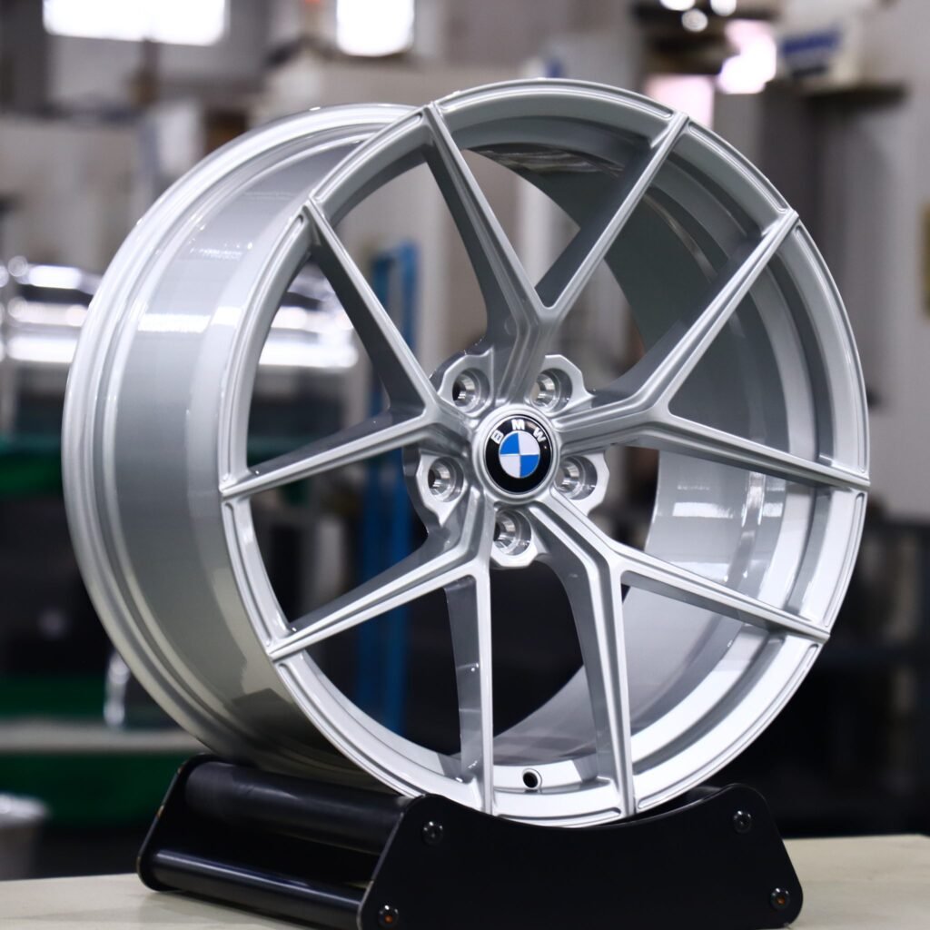 BMW M3 G80 wheels – Bright Silver 5 Y-Spoke, angled view