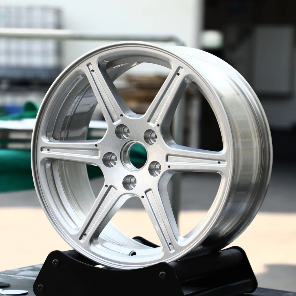 Lamborghini Aventador wheels – Bright Silver 6-Spoke, angled view