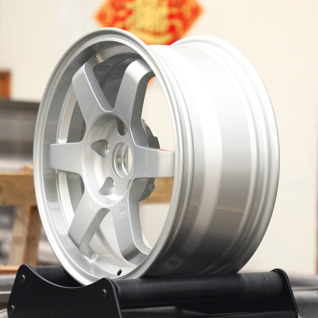 5x130 wheels – Bright Silver 6-Spoke, side view