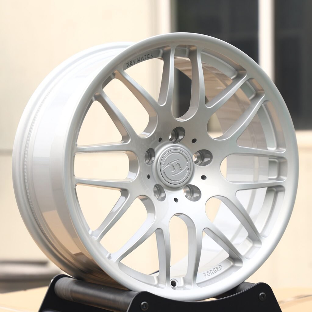 5x120 wheels – Bright Silver 8 Y-Spoke, side view