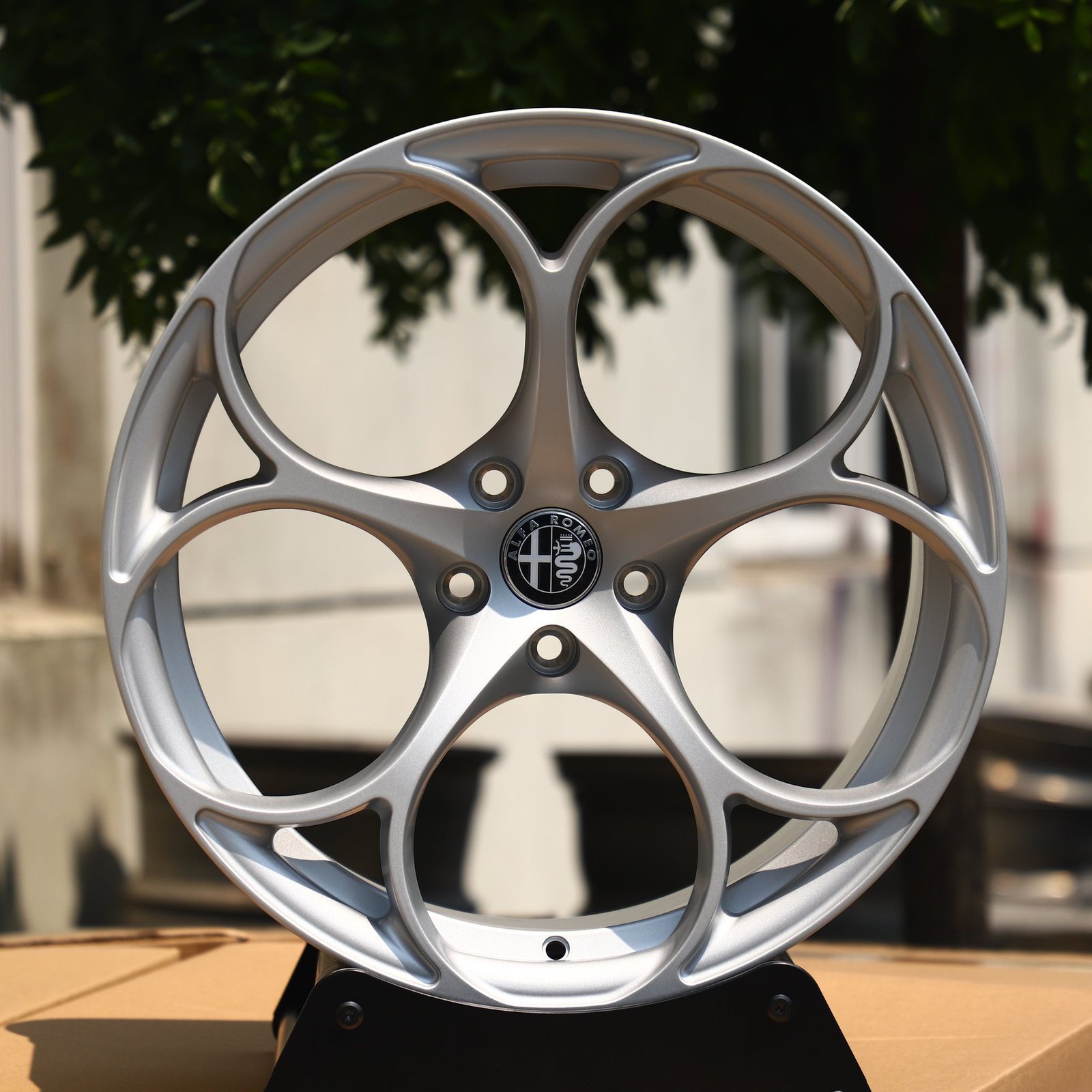 Alfa Romeo Giulia wheels – Bright Silver Custom, front view