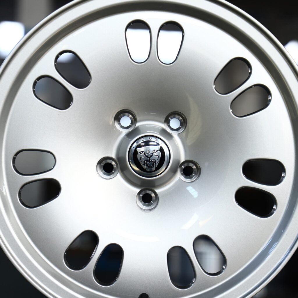 5x108 wheels – Silver Slotted Dish (Jaguar OEM-Style), side view
