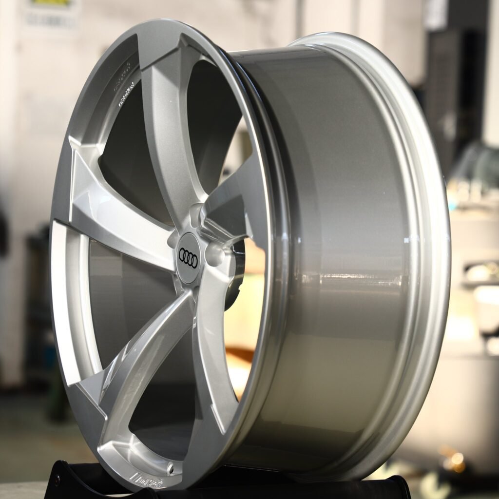 5x112 wheels – Bright Silver Directional Milled, side view