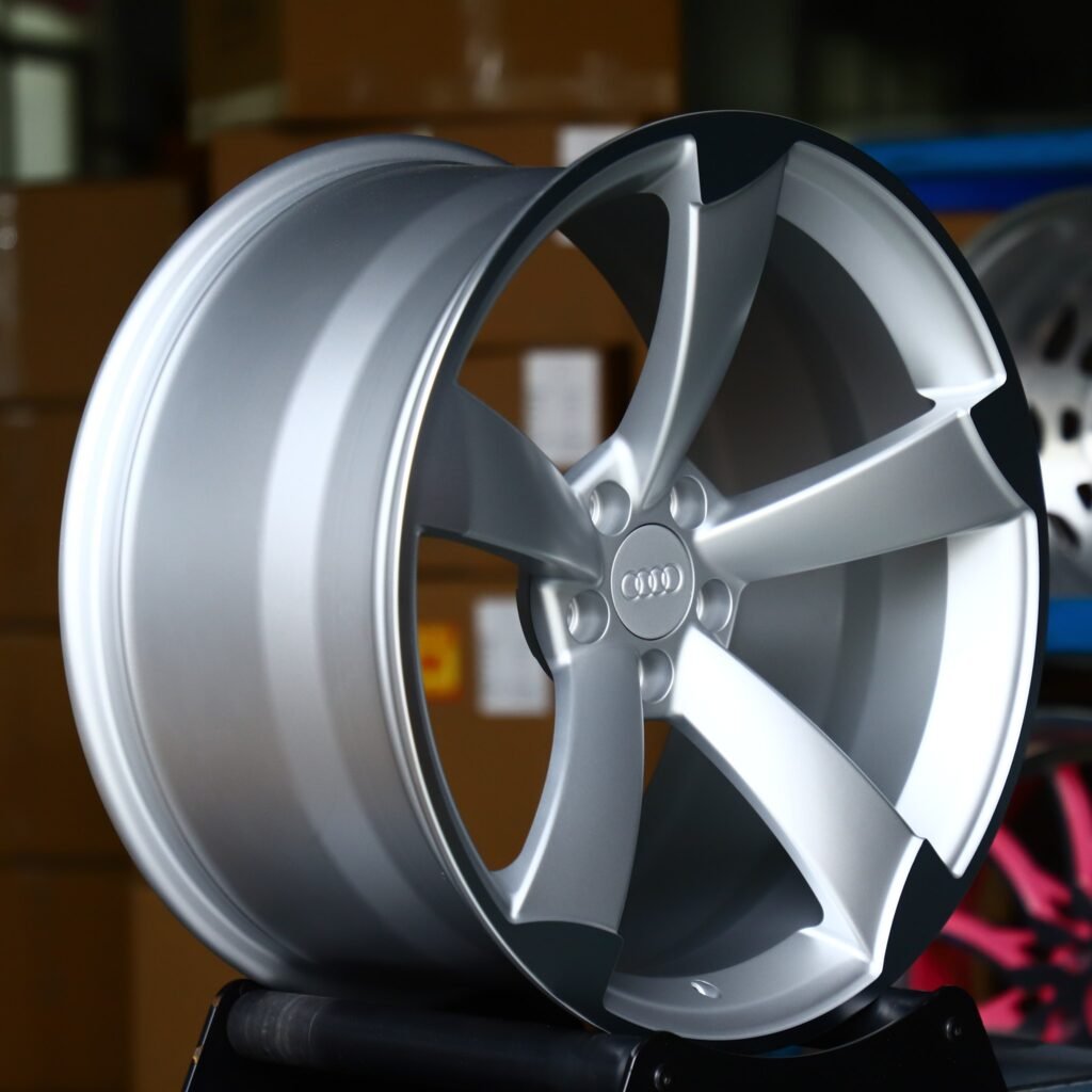 5x112 wheels – Bright Silver Directional Milled, side view