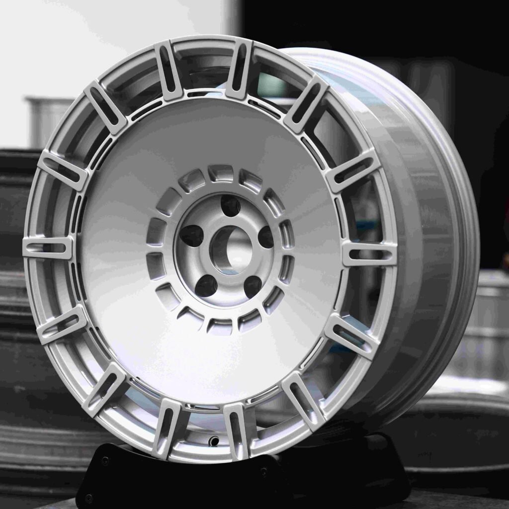 BMW M3 wheels – Bright Silver, angled view