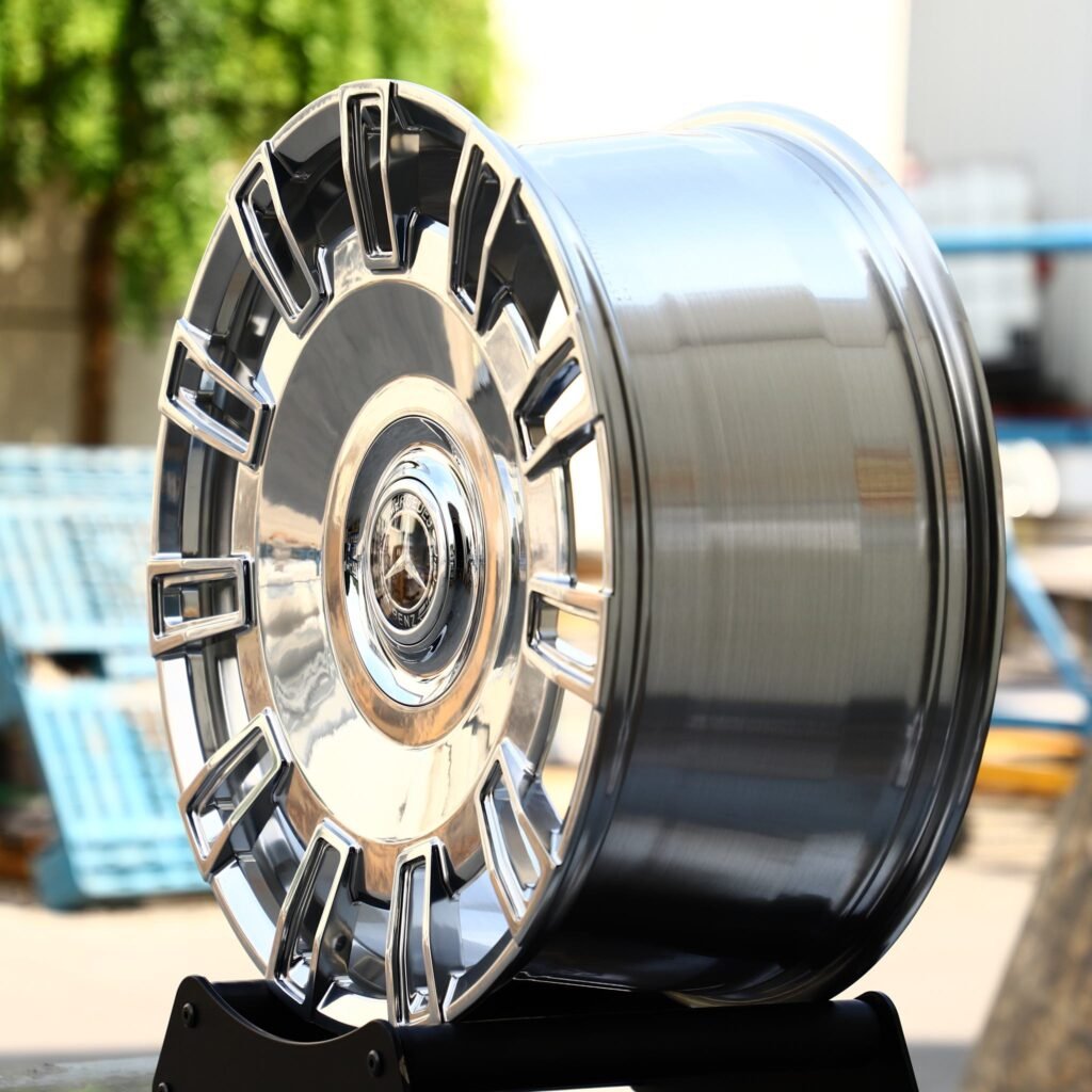 5x112 wheels – Bright Silver Full-Face, side view