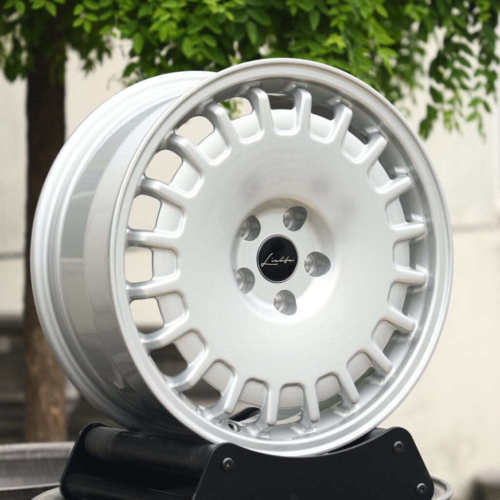 5x130 wheels – Bright Silver Full-Face, side view