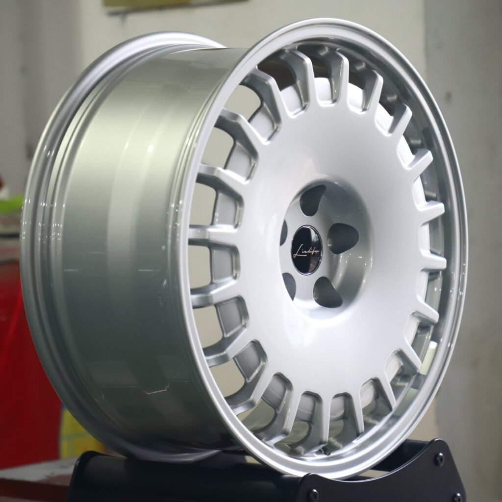 5x130 wheels – Bright Silver Full-Face, side view