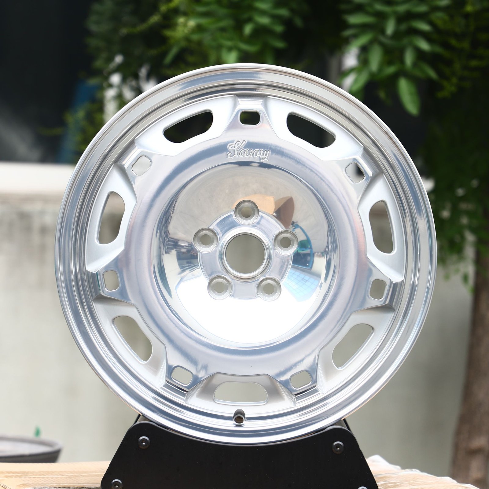 Porsche 911 wheels – Bright Silver Full-Face, front view