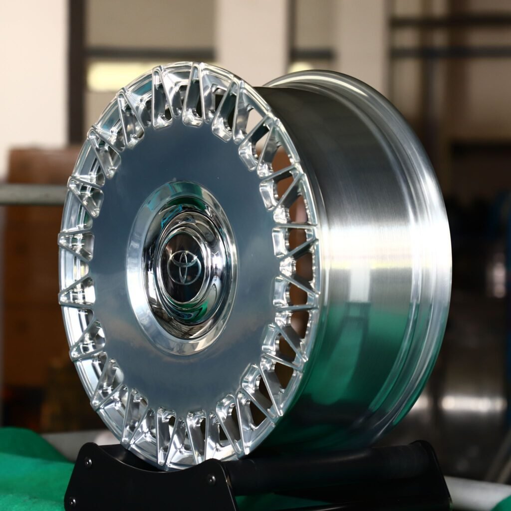 5x100 wheels – Bright Silver Full-Face, side view
