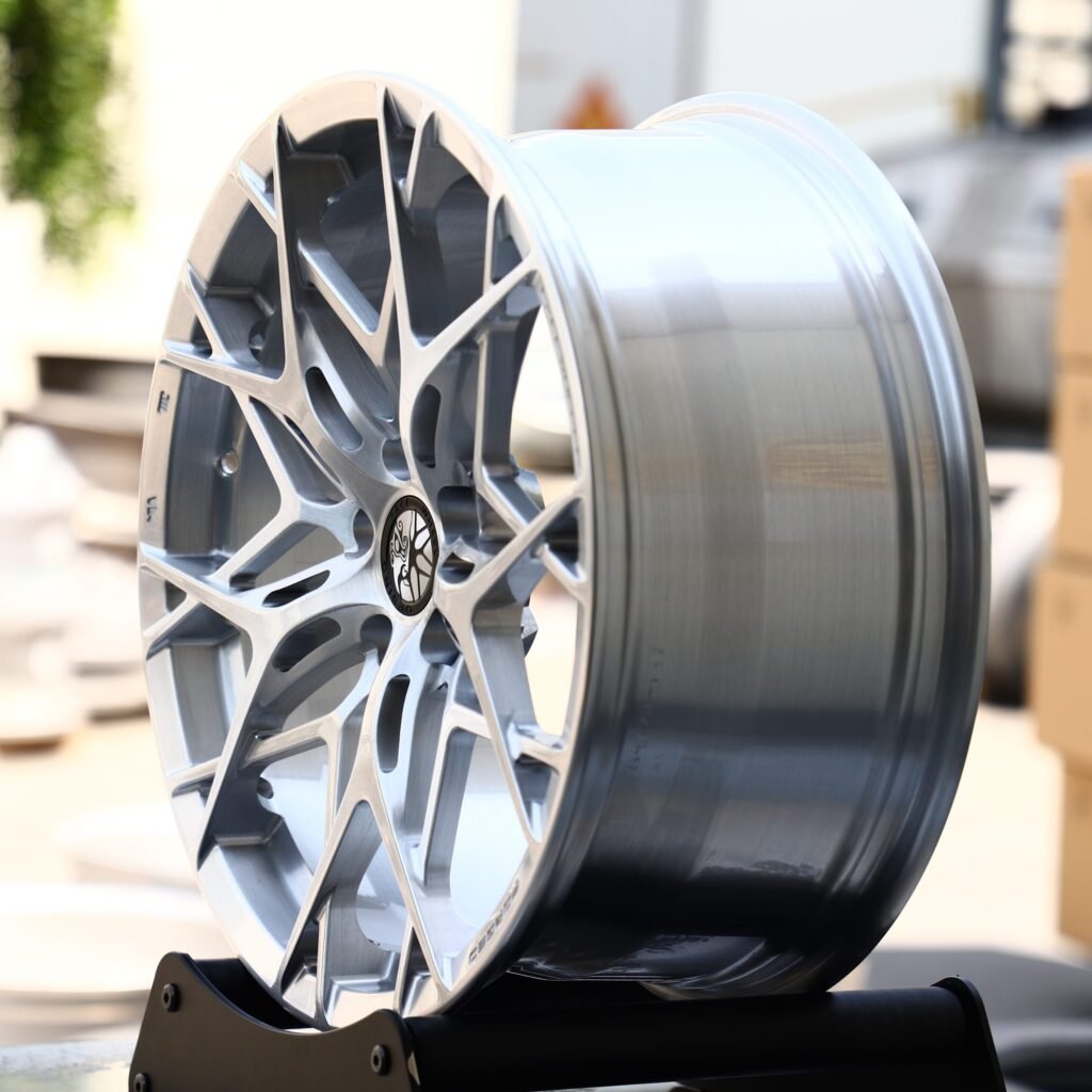 5x112 wheels – Bright Silver / Silver Cross-Spoke, side view