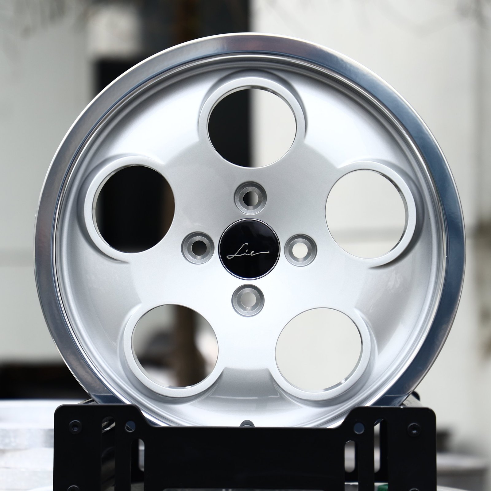 Honda Civic EK wheels – Bright Silver Steelie-Style Dish (Honda Civic EK / Mini Cooper R53 Forged Wheels – Bright Silver Steelie-Style), front view